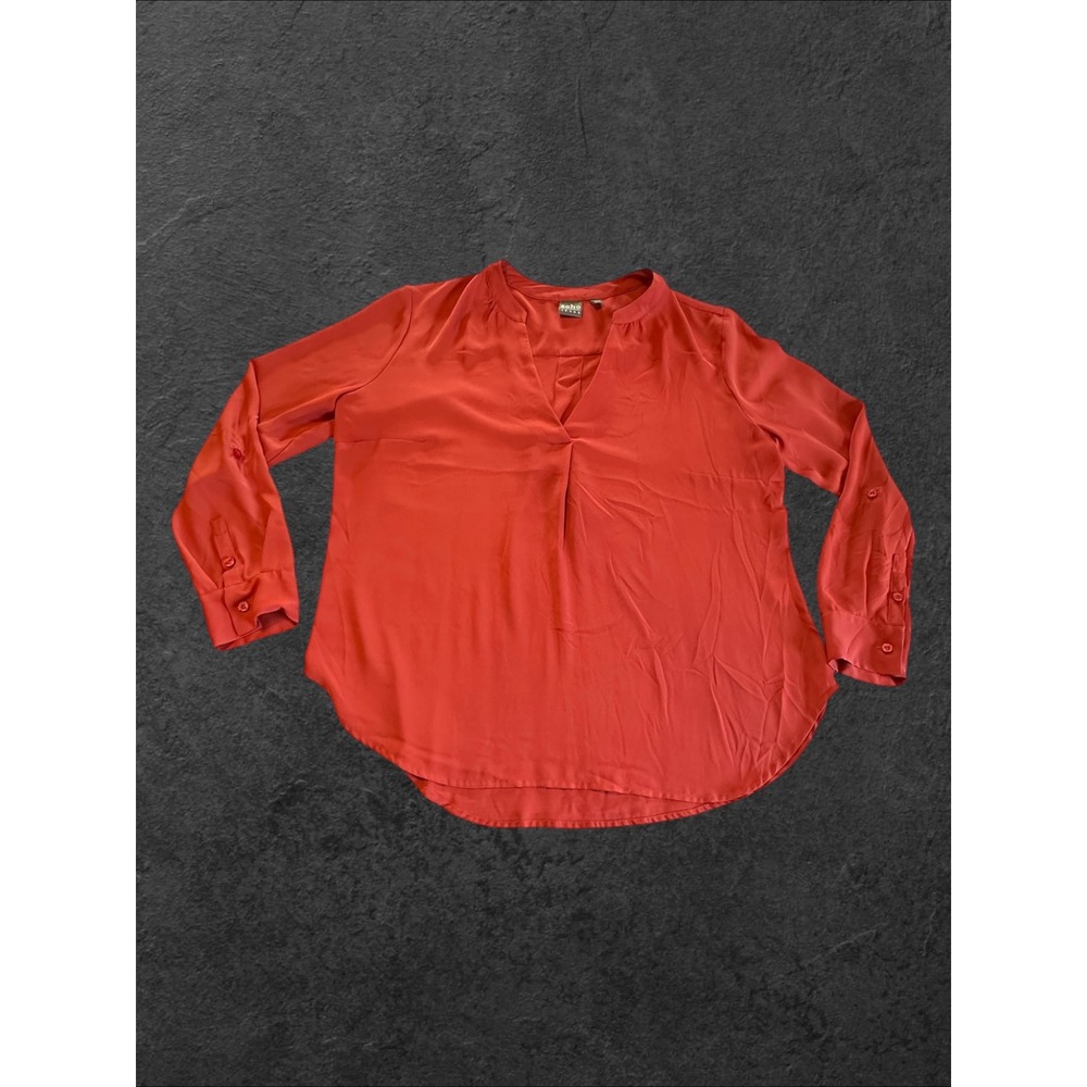 Soho Jeans Blouse Womens XL Salmon V-Neck Long Sleeve Pleated Top